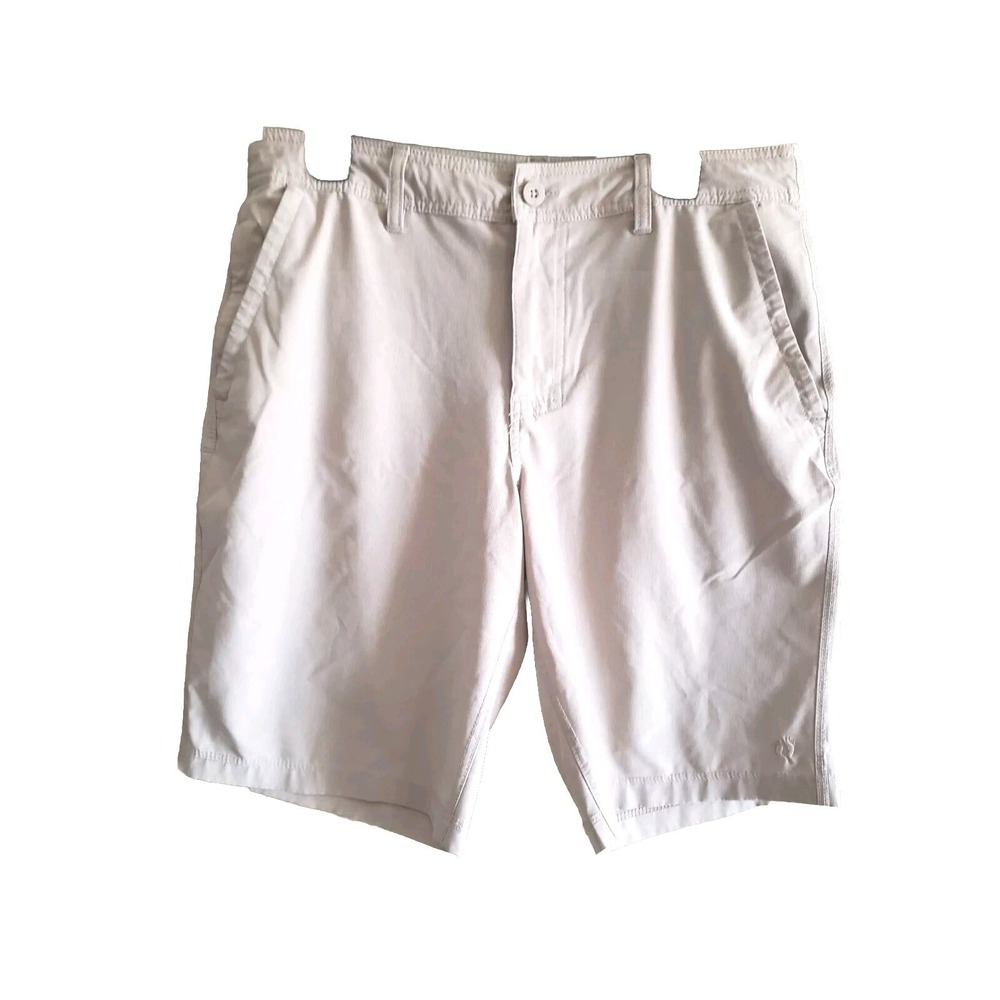 Hang Ten Mens Sz 32 Hybrid Lightweight Stretch Quick Dry Shorts Khaki Drawstring